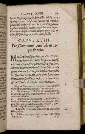 Caput XVIII. De Communione sub utraque specie.