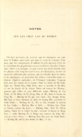 Notes sur les Chau lao du Tonkin