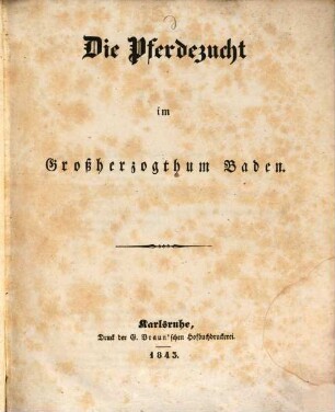 Die Pferdezucht im Großherzogthum Baden
