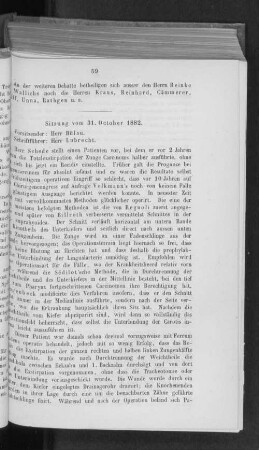 Sitzung vom 31. October 1882.