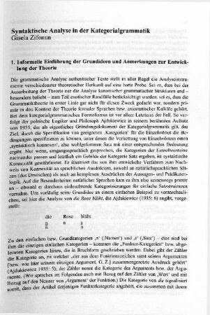 Syntaktische Analyse in der Kategorialgrammatik