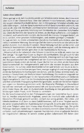 30: Latein ohne Lektüre?