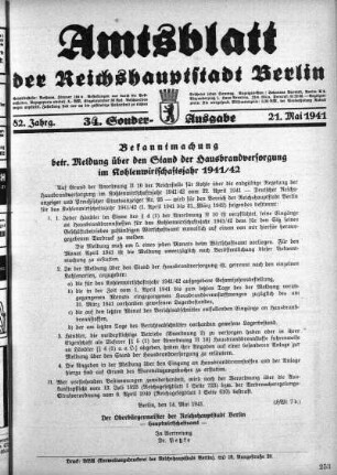 34. Sonderausgabe, 21. Mai 1941