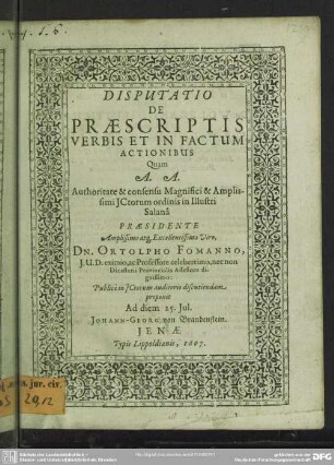 Disputatio de praescriptis verbis et in factum actionibus