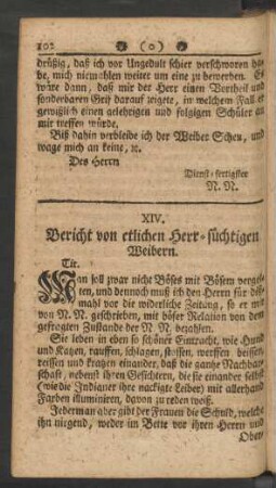 XIV. Bericht von etlichen Herr-süchtigen Weibern.