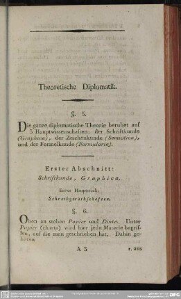 Erster Abschnitt: Schriftkunde, Graphica