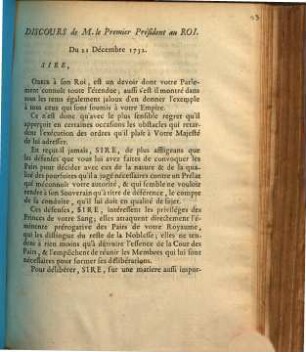 Extrait Des Registres De Parlement. Du 12 Décembre mil sept cent cinquante-deux