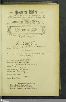Heft 21. Güldengossa, Störmthal, Göhren, Rödgen, Dreiskau, Magdeborn, Göltzschen