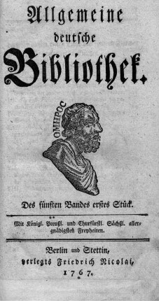 Des fünften Bandes erstes Stück.