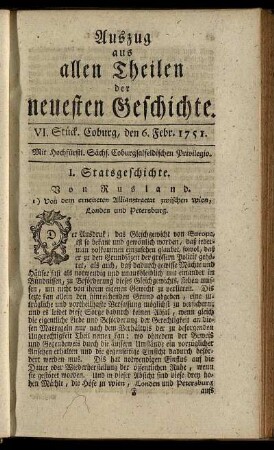 VI. Stück. Coburg, den 6. Febr. 1751.