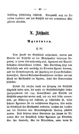 X. Abschnitt. Agenturen.