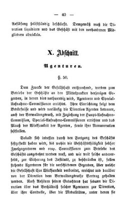 X. Abschnitt. Agenturen.