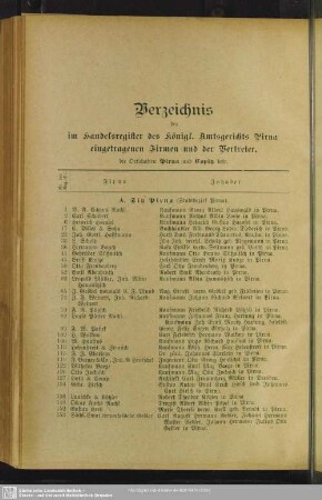 A. Handelsregister : Sitz Pirna (Stadtbezirk Pirna)