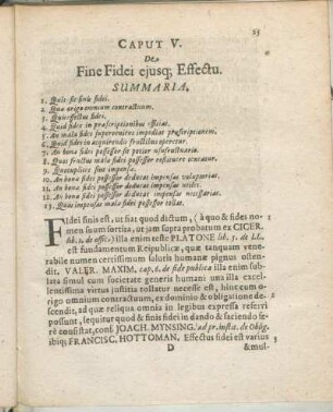 Caput V. De Fine Fidei ejusq[ue] Effectu.