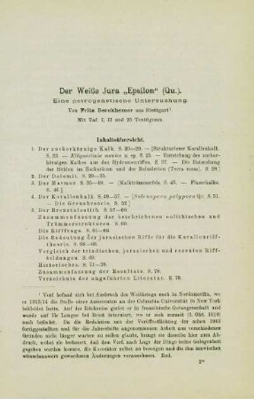 Der Weiße Jura "Epsilon" (Qu.). Eine petrogenetische Untersuchung