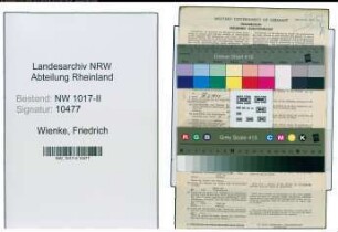 Entnazifizierung Friedrich Wienke , geb. 03.03.1882 (Lokomotivfuehrer)