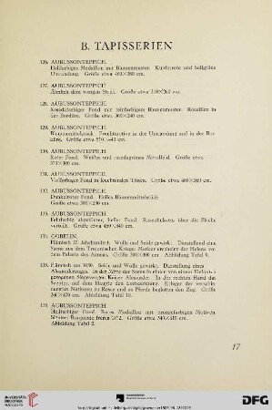 B. Tapisserien (Nr.126-142)