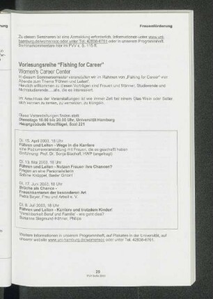 Vorlesungsreihe "Fishing for Careeer"