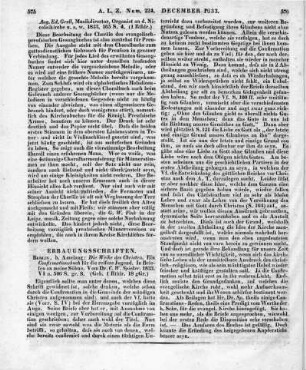Spieker, C. W.: Die Weihe des Christen. Ein Confirmationsbuch für die reifere Jugend. In Briefen an meine Söhne. Berlin: Amelang 1833