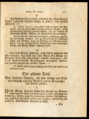 Der zehente Titul. Von Hoheits-Rechten, die dem Könige von Böhmen dünglich nach dem Beyspiele anderer Königreichen und Landen zustehen