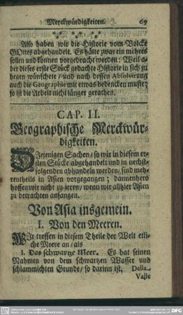 Cap. II. Geographische Merckwürdigkeiten