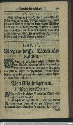 Cap. II. Geographische Merckwürdigkeiten