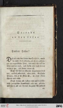 Vorrede an den Leser
