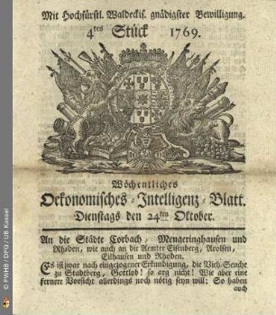4tes Stück, Dienstags den 24ten Oktober 1769