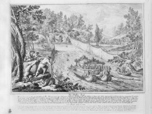 Die Wasserjagd : Johann Elias Ridinger (1698-1767). Die Wasserjagd. Kupferstich, 34,0 x 42,0 cm. Dresden, Kupferstich-Kabinett A 11494, Th. Nr. 23
