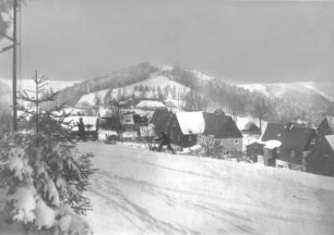 Bärenfels. Ortsteilansicht mit Spitzberg (750 m). Blick vom Hofehübel nach Süden