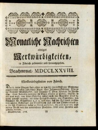 Brachmonat, MDCCLXXVIII