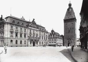 Speyer, Altpörtel : Speyer. Altpörtel. Feldseite mit Oberpostdirektion und Wohnhaus mit Café
