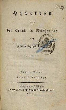 Hyperion oder der Eremit in Griechenland, 1