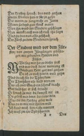Der Student wird vor dem Fürsten/ von zweyen Jünglingen geschlagen ...