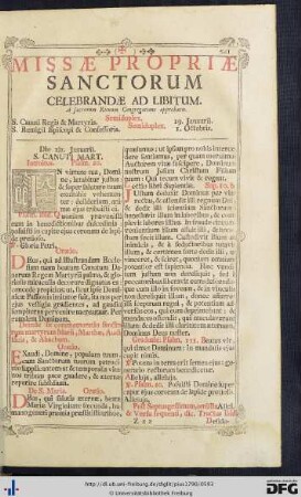 Missae Propriae Sanctorum Celebrandae Ad Libitum.