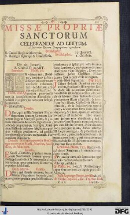 Missae Propriae Sanctorum Celebrandae Ad Libitum.