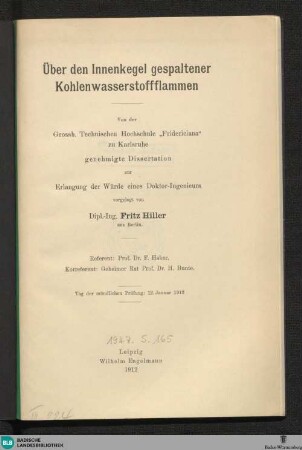 Über den Innenkegel gespaltener Kohlenwasserstoff-Flammen
