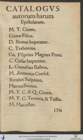 Catalogus autorum harum Epistolarum