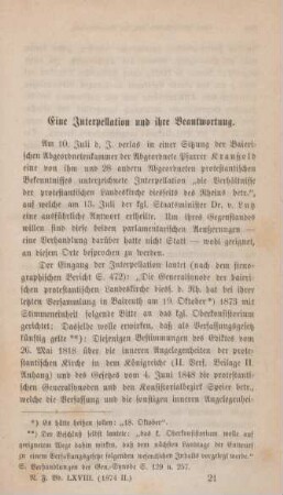 287-306 Eine Interpellation und ihre Beantwortung