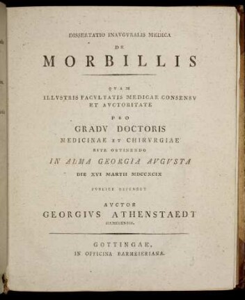 Dissertatio Inauguralis Medica De Morbillis