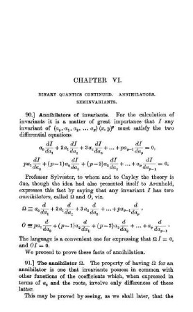 Chapter VI. Binary Quantics Continued. Annihilators. Seminvariants.
