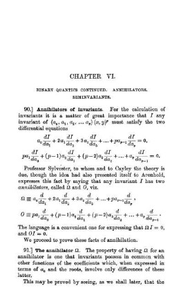 Chapter VI. Binary Quantics Continued. Annihilators. Seminvariants.