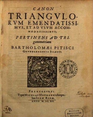 Canon triangulorum emendatissimus