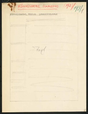 Schauspielhaus, Königsberg: Layout-Skizze, vier Seiten