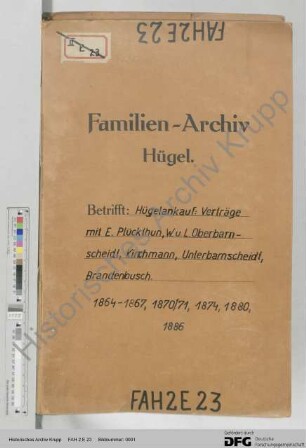 Grundstücksankauf für den Bau der Villa Hügel in Bredeney, Bd. 1
