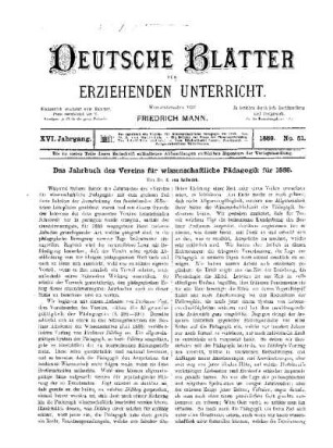 Das Jahrbuch des Vereins für wissenschaftliche Pädagogik für 1889