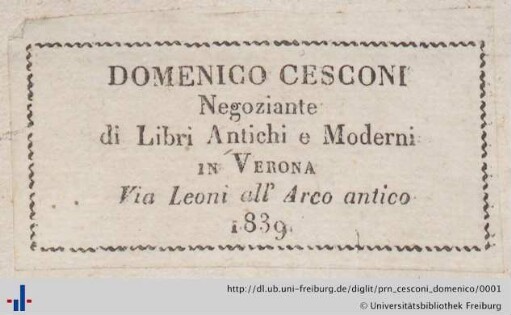 [Provenienz]: Cesconi, Domenico