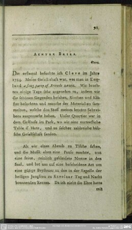 Achter Brief. Cleve