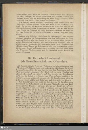 Die Herrschaft Lauterstein als Grundherrschaft von Olbernhau