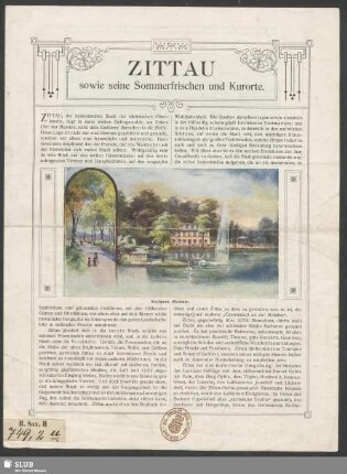 Zittau sowie seine Sommerfrischen und Kurorte